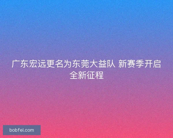 广东宏远更名为东莞大益队 新赛季开启全新征程